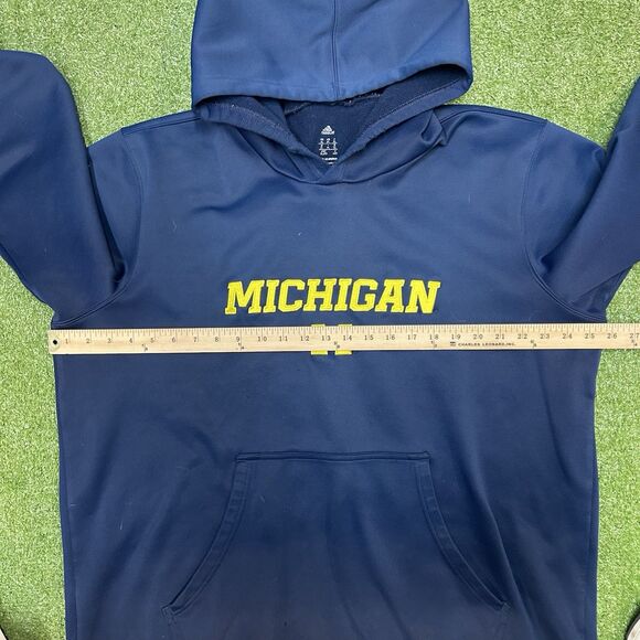 Michigan Wolverines Hoodie Men XL Navy Adidas Climawarm NCAA Pullover Sweatshirt - Picture 6 of 8